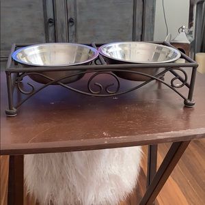 Pet bowls and dish holder